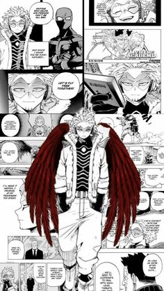 an image of a page from the anime, with red hair and wings on it