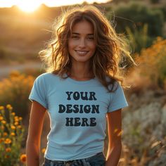 This T-Shirt Mockup provides a realistic view of how your designs will look on the garment, adding authenticity and professionalism to your presentations. Whether you're aiming for bold graphics, subtle branding, or custom artwork. You will not receive any physical item, only a high quality image. ✅ Personal and business use is permitted. ✅ The image can be utilized on various digital platforms, including social media, blogs, and websites. ✅ Modifications allowed include adding your own art, wat Blue Custom Print Crew Neck Tops, Blue Tops With Custom Print And Crew Neck, Blue Crew Neck Top With Custom Print, Blue Crew Neck Shirt With Custom Print, Blue Custom Print Short Sleeve T-shirt, Blue Fitted Shirt With Custom Print, Fitted Blue Shirt With Custom Print, Bold Graphics, Tshirt Mockup