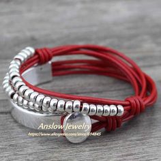 Anslow Brand Bohemian Vintage Handmade Multilayer Wrap Jewelry Women Mother's Day Birthday Leather Bracelet Bangle  LOW0465LB daiiibabyyy Handmade Red Wrap Bracelet, Fashionable Red Bohemian Bracelets, Red Adjustable Leather Bracelet, Bohemian Style, Red Bohemian Wrap Bracelet As A Gift, Trendy Red Adjustable Leather Bracelet, Casual Red Leather Bracelet As Gift, Layered Bangles, Leather Wrap Bracelets, Wrap Jewelry