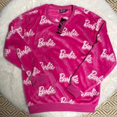 Barbie Sweatshirt Size Large Super Super Soft And Crozy Winter Loungewear Tops With Logo Print, Barbie Sweatshirt, Barbie Top, Lounge Pajamas, Soft Pajamas, Short Pajama Set, Crop Sweatshirt, Dream Clothes, Sweater And Shorts