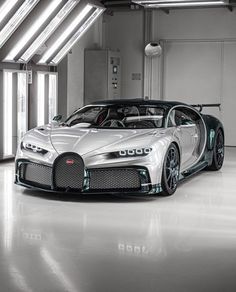 the bugatti veyron supercar is shown in this black and white photo