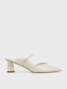 Metallic Sculptural Heel Mules, Chalk, hi-res Mog Dresses, Charles And Keith, Bridal Shoes Low Heel, Random Products, Cream Heels, Statement Shoes, Prom 2024, Heart Shoes, Heel Mules