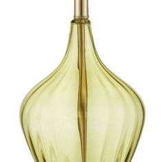 a green glass vase with a gold top