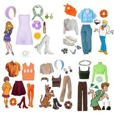 an assortment of clothes and accessories are arranged in the shape of a woman's body