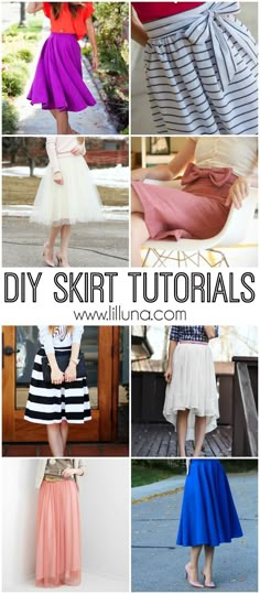 different types of skirts with text overlay that says, diy skirt tutors