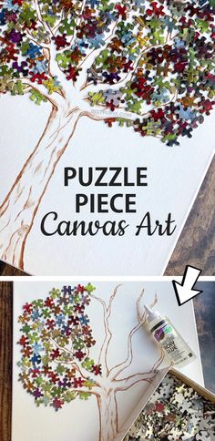 the puzzle piece canvas art project is perfect for kids to do with their family and friends