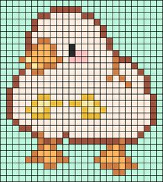 a cross stitch pattern with an image of a chicken on it's back side