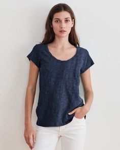 Velvet by Graham & Spencer Kira Scoop Neck Tee in Bluechip - Bliss Boutiques Effortless Summer T-shirt For Casual Gatherings, Effortless Spring T-shirt For Casual Gatherings, Versatile Spring T-shirt For Casual Gatherings, Summer Everyday Washed Blue T-shirt, Casual Washed Blue T-shirt For Everyday, Summer Effortless Soft-washed T-shirt, Versatile Relaxed Fit T-shirt For Summer, Effortless Spring Everyday T-shirt, Effortless Relaxed Fit T-shirt For Spring