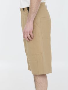 Beige canvas bermuda shorts. It features zip closure, workwear patch pockets on the front and two rear patch pockets with "Made in Fendi" label. Belt loops. Regular fit. The model is 190cm tall and wears size IT 48. Size nationality: IT Product number: 31545311 Product code: FB0968AR96F1MTK Composition: 100% industrial paper Stylish Shorts, Platform Wedge Heels, Paper Color, Loafer Sneakers, Premium Brands, Dress With Cardigan, Clothes Collection, Cardigan Jacket, Italian Fashion