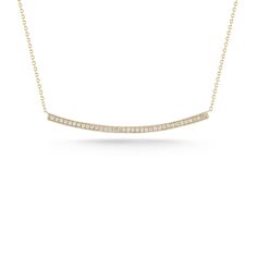 The Sylvie Rose Long Bar Necklace is for lovers of all things extra. The largest of our diamond bar necklaces, this piece is will turn heads. The elongated delicate diamond bar curves slightly for an ultra-flattering shape. The Long Bar is one of our most coveted styles, as it stuns on its own and also pairs beautifully with the rest of your collection for an enviable necklace stack. Layer it with other Dana Rebecca Designs classics for a dripping-in-diamonds look. The delicate diamond bar featu Yellow Gold Bar Necklace With Diamond Accents As Gift, Elegant White Gold Diamond Bar Necklace, Everyday Yellow Gold Diamond Bar Necklace, Elegant Yellow Gold Diamond Bar Necklace, Luxury Yellow Gold Diamond Bar Necklace, Bar Necklaces, Dana Rebecca Designs, Necklace Stack, Diamond Bar Necklace