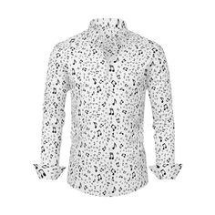 Delight the music enthusiast in your life with our Musician Gift, a Men's Dress Shirt that seamlessly blends style and musical passion. This Music Shirt for Men features a captivating black note print against a white background, creating a unique and eye-catching design that's perfect for any music lover.Crafted with long sleeves for a touch of sophistication, this Black and White Shirt is not just a piece of clothing; it's a statement of individuality and a tribute to the world of music. Whethe Fitted Black Music-themed Top, White Fitted Band Merch Shirt, White Cotton Music-themed Shirt, Long Sleeve Cotton Shirt For Concert, Fitted Cotton Shirt For Concert, Music-themed Long Sleeve Cotton Top, White Cotton Shirt For Concert, Music-themed Cotton Long Sleeve Top, Cotton Shirt For Spring Concerts