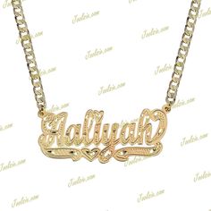 Personalized full diamond cut script name plate necklace all gold or silver have your classic old school style name plate made for you or someone special free chain and gift box free ship within us made and ship from us any name up to 9 letters Custom Gold Jewelry, Nameplate Necklace Gold, Belly Piercings, Plate Designs, Wedding Necklaces, Necklace Name, Indie Jewelry, Sparkly Jewelry, Gold Name Necklace