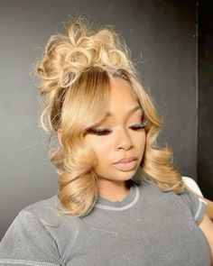 Prom 2k24, Updo Bun, Blonde Updo, Frontal Wig Hairstyles, Junior Prom, Hair Ponytail Styles, Hair Crush