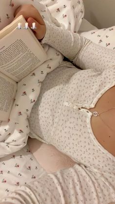 the aesthetic of a pink bedtime reading A Book, A Woman, Pajamas, Sleep, Reading, Bed