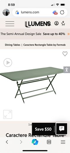 the table is on sale for $ 50