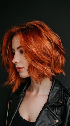 41 Cute Cowboy Copper Hair Color Ideas For Every Skin Tone Two Colour Hair Color Combos, Fall Fashion Color Hair, Cowboy Copper Short Hair, Copper Hair Fair Skin, Red Hair Shadow Root, Red Layered Bob, Short Fall Hair Color, Copper Hair Short