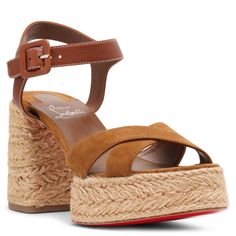 Brown leather and suede sandals from Christian Louboutin. The Calakala sandals are made of leather and suede, set on a jute-woven platform sole along with a chunky block heel measuring 70mm. Signature red leather soleTrue to sizeMade in Italy Suede Set, Chunky Block Heels, Suede Sandals, Brown Suede, Red Leather, Block Heels, Christian Louboutin, Brown Leather, Italy