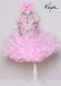 Sugar Kayne Pageant Cupcake Ruffled Crystal Embellished Girls Dress Cupcake Pageant Dress, Ruffle Cupcakes, Organza Outer, Organza Gown, Johnathan Kayne, Girls Communion Dresses, Organza Gowns, Full Tulle Skirt, Cupcake Dress