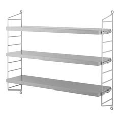 three tiered shelving unit with four shelves on each side and one shelf below