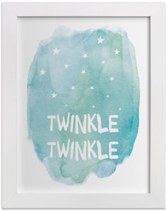 a watercolor painting with the words twinkle in white letters on a blue and green background