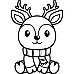 a cartoon deer wearing a scarf and boots