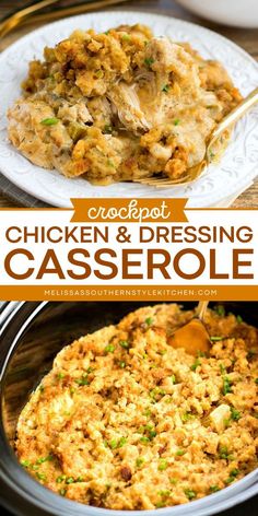 crockpot chicken and dressing casserole is an easy dinner recipe