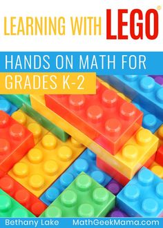 a book cover for learning with lego hands on math for grade k - 2