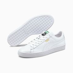 Puma Shoes Mens, Puma Basket Classic, Puma Classic, White Puma, Youth Shoes, Sneakers Puma, Low Boots, Puma Sneakers, Leather Trainers