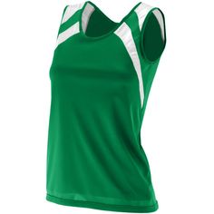 a women's green and white tank top with two contrasting sides on the front