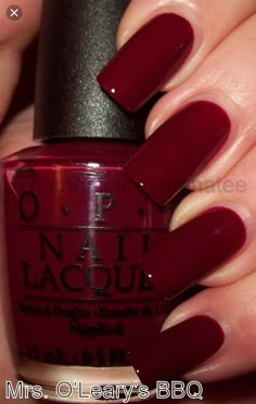 Deep Red Nails, Nail Paint Shades, Dark Red Nails, Wine Nails, September Nails, Opi Nail Colors, Red Nail Polish, Simple Acrylic Nails, Opi Nails