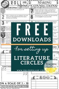 an image of a book with the title free printables for writing literature circles