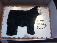 a birthday cake in the shape of a black bear