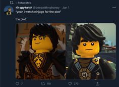 two legos are shown with the caption that says, they're not in this