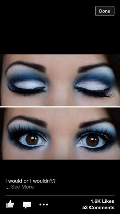 ... Smokey Blue Eyes, Eye Make Up Ideas, Makeup Cantik, Scene Makeup, Sparkly Makeup, Make Up Ideas, Swag Makeup, Makeup Aesthetic