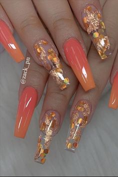 Neon Nail Designs That Are Perfect for Summer you have to try - Abby FASHION STYLE Nails Styles, Peach Nails, Fall Nail Art Designs, Glamour Nails, Pretty Nail Designs, Coffin Shape, Pretty Nail Art Designs