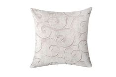 a white pillow with swirls on it