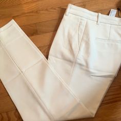 New Without Tags Zara Off White Pants Zara Stretch Tapered Leg Pants, White Tapered Leg Pants For Business Casual, White Ankle Pants For Business Casual, White Ankle-length Business Casual Bottoms, Chic White Tapered Leg Dress Pants, White High-waisted Pants For Business Casual, Zara White Tapered Leg Pants, Trendy White Zara Pants, Zara Stretch White Pants