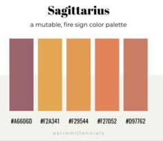 the color chart for sagittarius is shown in orange, yellow and red