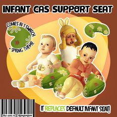 there is a sticker on the back of a car that says infant gas support seat