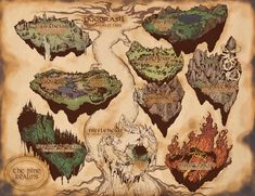 an old map with many different locations on it