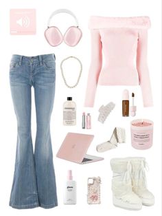 Outfits For Exploring Cities, Outfits On Maniquin, Barbie Outfit For School, Y2k School Outfits Pink, Y2k Pink Outfit Ideas, Dream Wardrobe Clothing Outfits, 200s Pink Outfits, Coqqette Shoes, Cute Girly Y2k Outfits