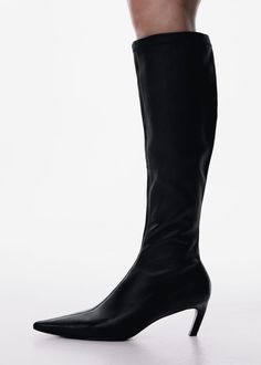 Leather boots with kitten heels - Women | Mango USA