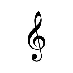 a black and white musical note symbol