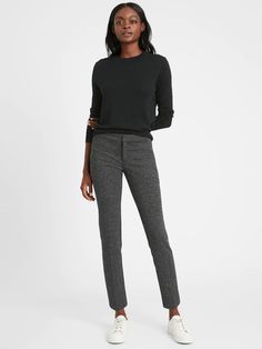 Slim 24-Hour Ponte Pant | Banana Republic Coach Outfits, Business Casual Outfits For Women, Petite Shorts, Black Houndstooth, Ponte Pants, Professional Fashion, Business Casual Outfits, Slim Pants, Work Fashion