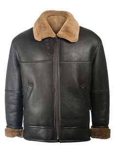 Men’s Black Sheepskin Leather Shearling Jacket Leather Shearling Jacket, Aviator Leather Jacket, Leather Jacket Mens, Sheepskin Jacket, Black Cow, Leather Jacket Style, Black Aviators, Aviator Jackets, Mens Black Leather