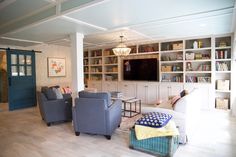 a living room filled with furniture and a flat screen tv