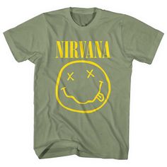 Nirvana Yellow Smiley Unisex T-Shirt Nirvana Artwork, 90s Alternative, Grunge Music, Digital Screen, Ground Breaking, Short Styles, Screen Printing Designs, Alternative Rock, Face Design