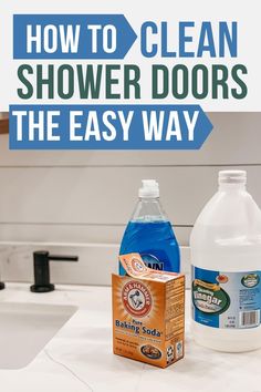 how to clean shower doors the easy way with baking soda and dishwasher detergent