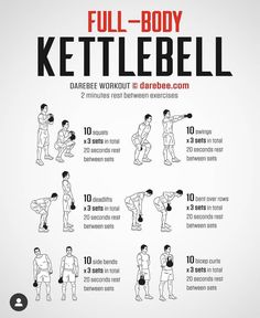 the full - body kettlebell workout poster shows how to do it in less than 10 minutes