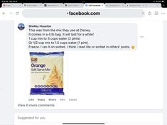 the facebook page for orange soft serve meme is shown with an image of a bag of orange soft serve meme